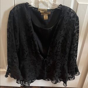 Notations Elegant Black Sheer Floral Blouse
